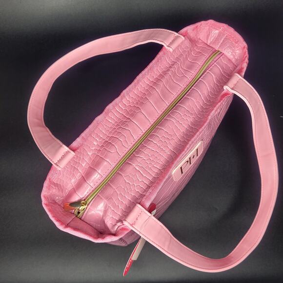 Paris Hilton Pink Faux Croc Zippered Insulated Lunch Bag Tote 12 X 10‎ X 5 NWT - Picture 6 of 11